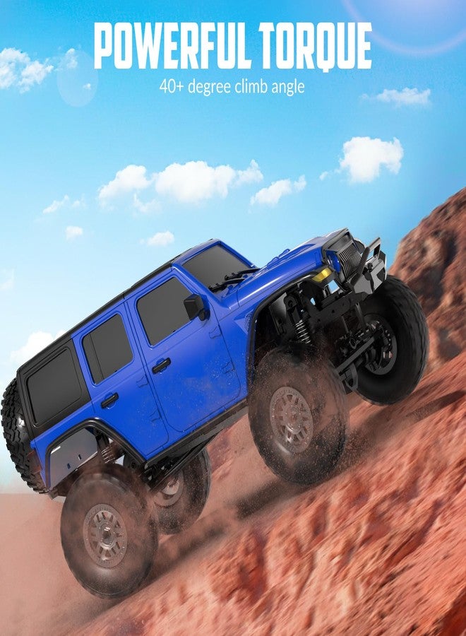 RACENT 1/24 RC Crawler 4WD Off Road All Terrain RC Monster Truck Rock Climbing with led Light Waterproof Hobby Grade Toys with 2 Batteries for Adults (Blue) - Image 2